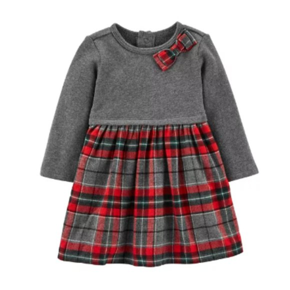 Baby Girl Carter's Holiday Plaid Bow Dress 12 Months‎